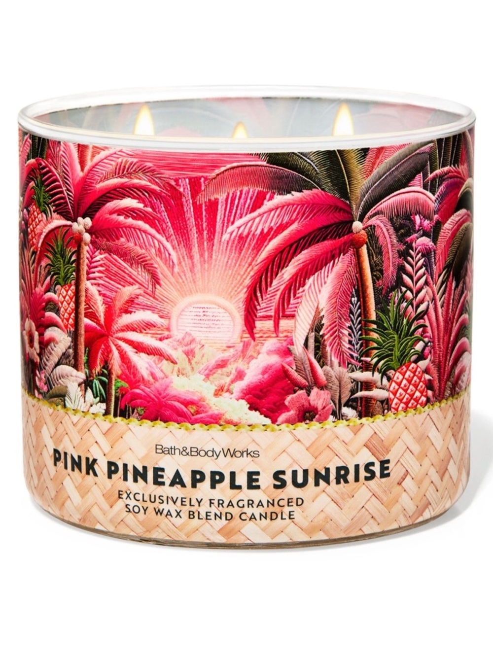 Bath & Body Works Pink Pineapple Sunrise 3 Wick Candle With Decorative Lid